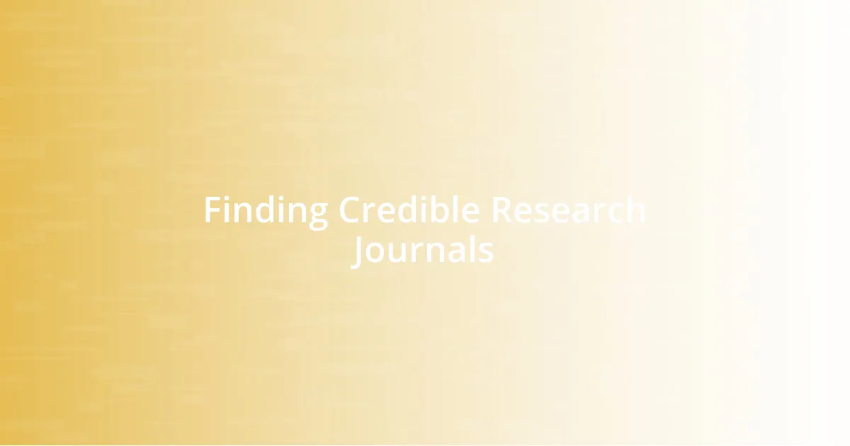 Finding Credible Research Journals