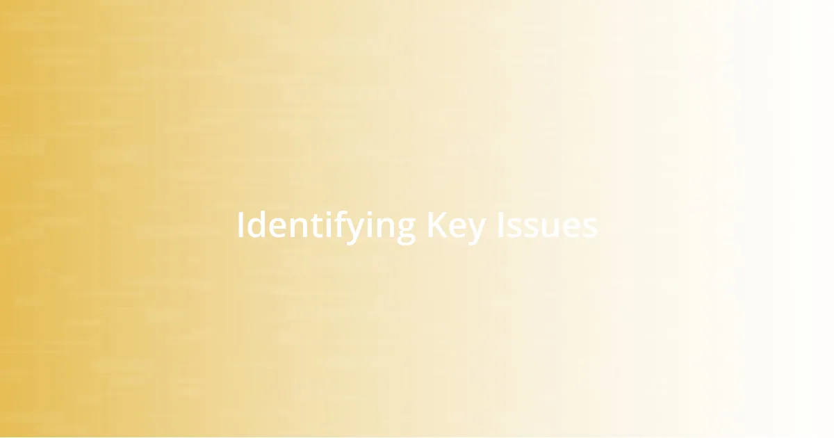 Identifying Key Issues