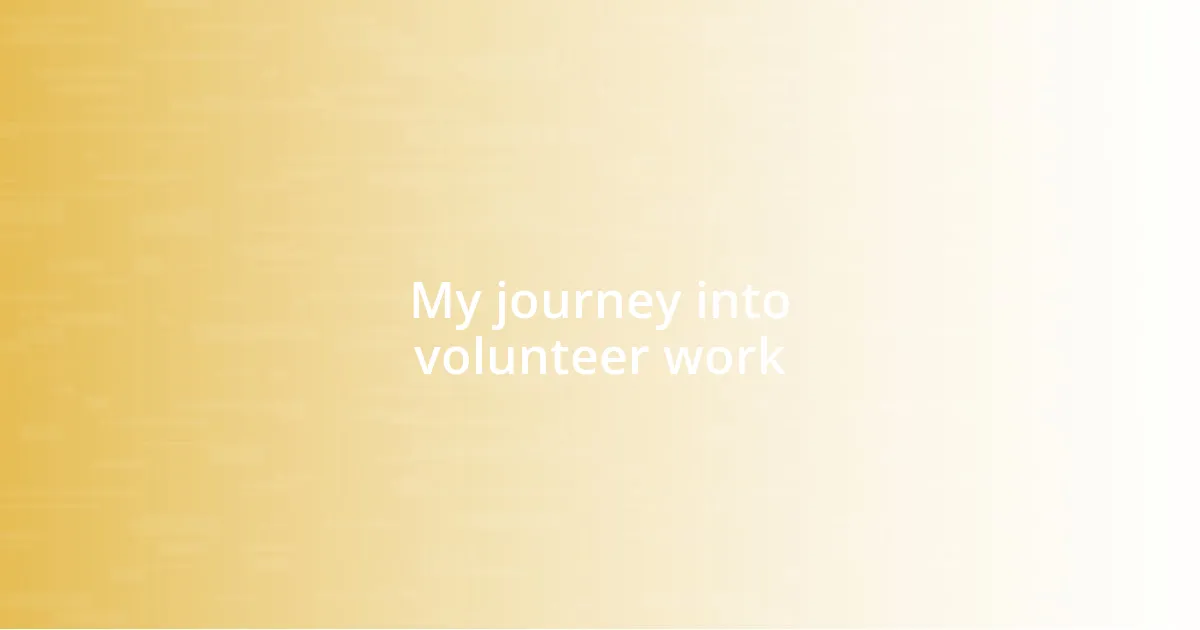 My journey into volunteer work